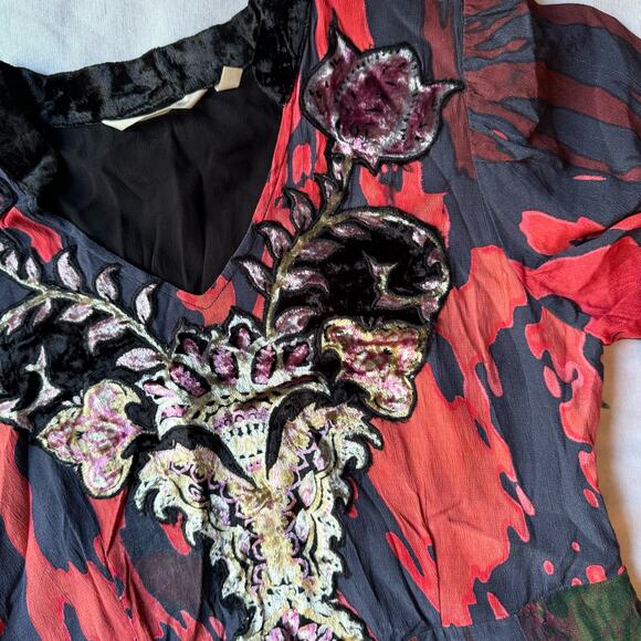 Soft Surroundings Epiphany Maxi Dress Boho Velvet‎ Details Size 6 Fall Winter - Picture 8 of 12